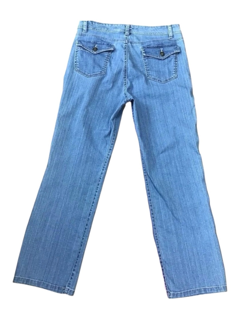 Gloria Vanderbilt Bootcut Jeans Women’s 14 Petite flap pockets Stretch mid high